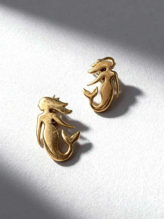 Bronze Mermaid Post Earrings