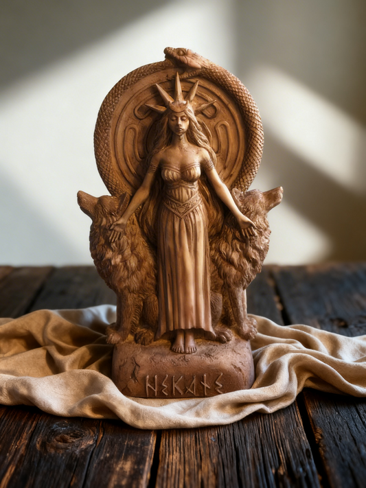 Brown Hecate Goddess Statue