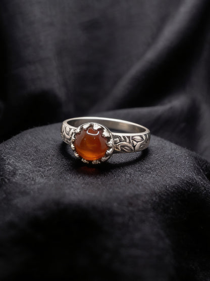 Carnelian Ring with Flower Band