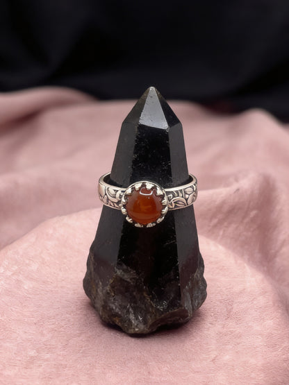 Carnelian Ring with Flower Band