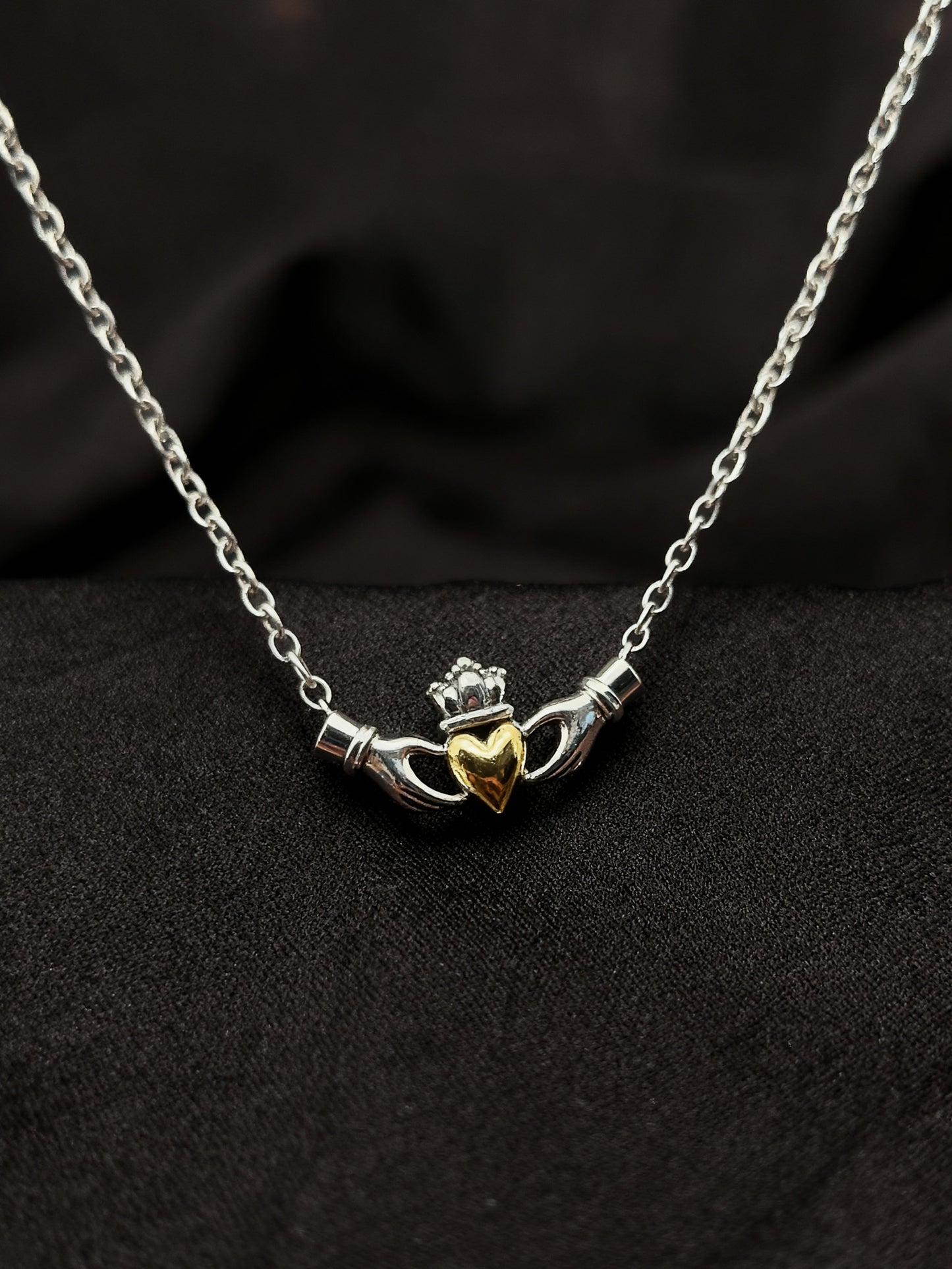 Mixed Metal Claddagh Heart Necklace