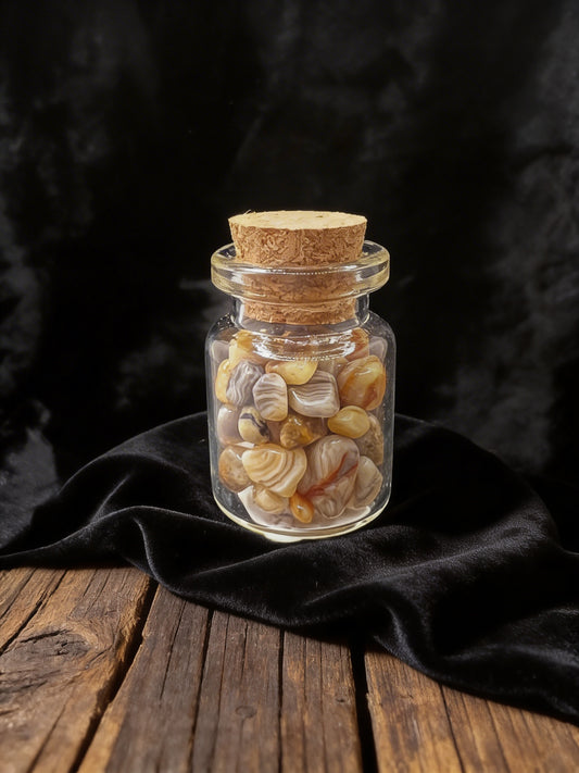 Crazy Lace Agate Crystal Chip Jar