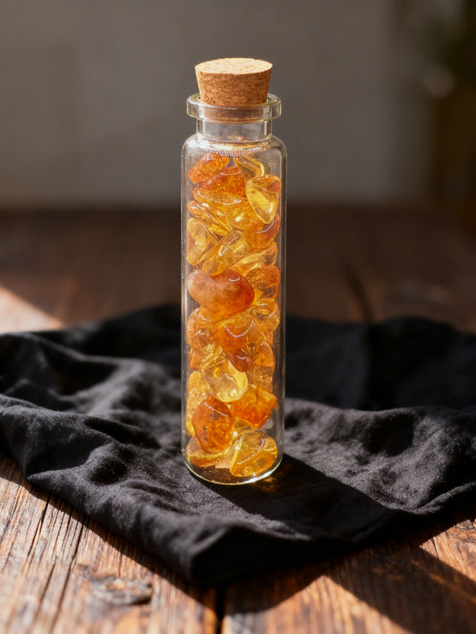 Natural Citrine Crystal Chip Jar
