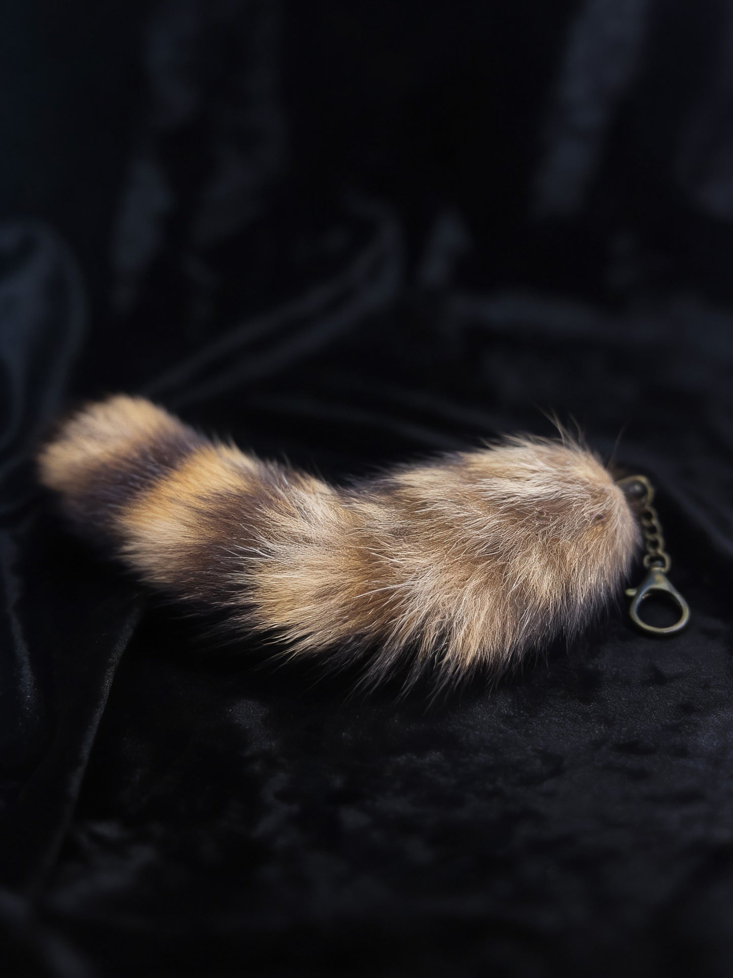 Racoon Tail with Clip Keychain