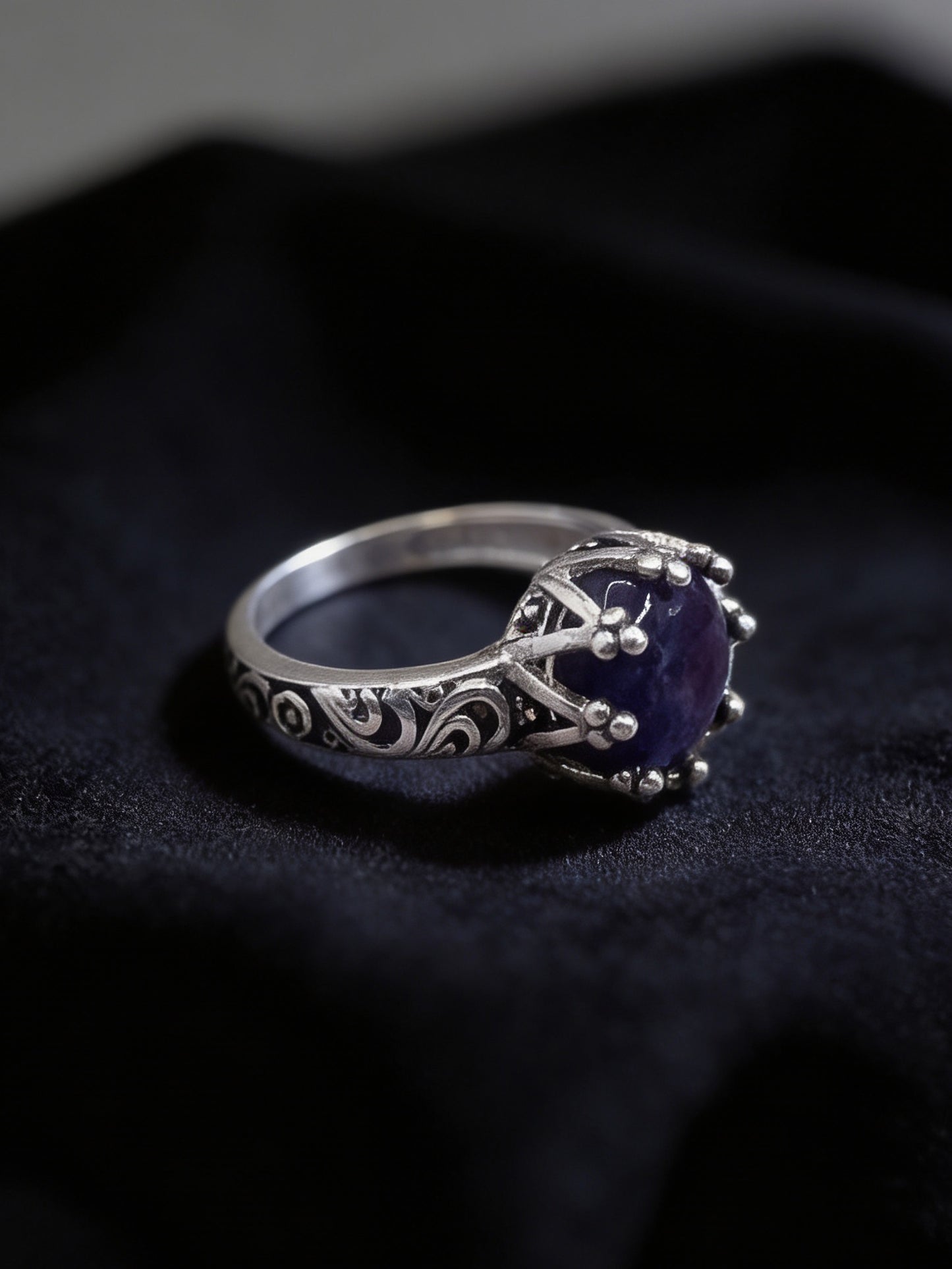 Rainbow Fluorite Crown Ring