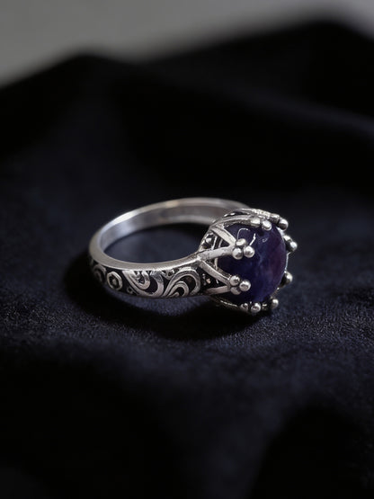 Rainbow Fluorite Crown Ring