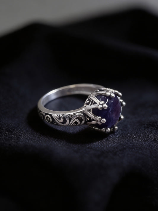 Rainbow Fluorite Crown Ring