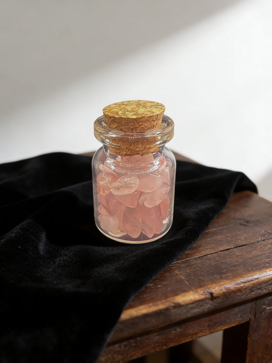 Rose Quartz Crystal Chip Jar