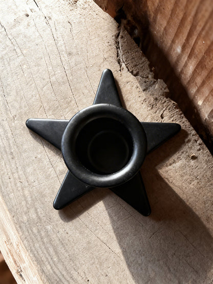 Black Iron Star Taper Holder
