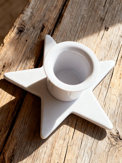 White Iron Star Taper Holder