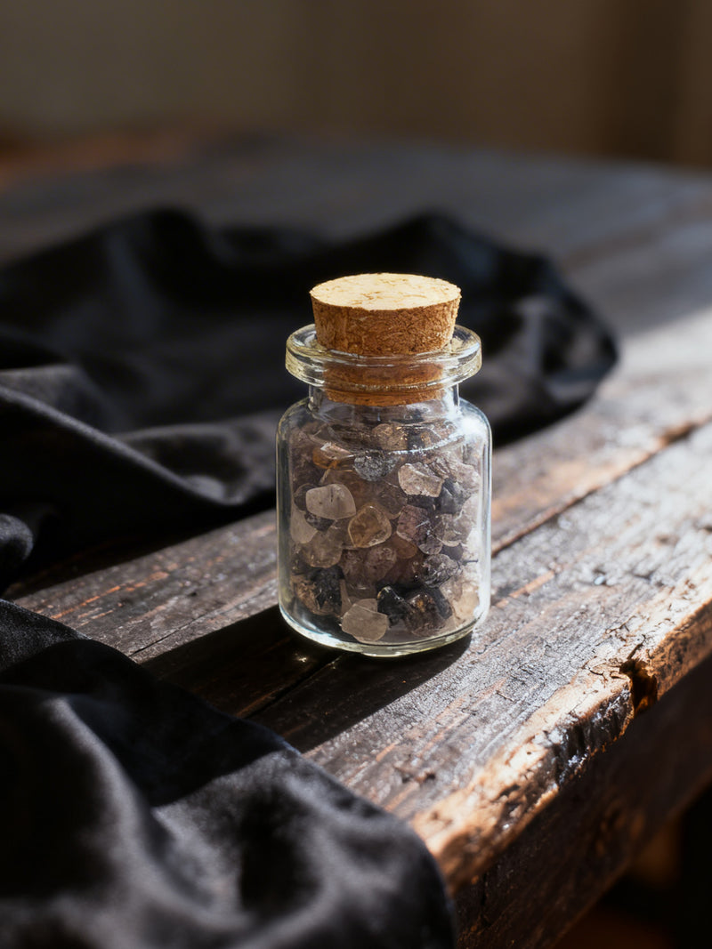 Tourmalinated Quartz Crystal Chip Jar