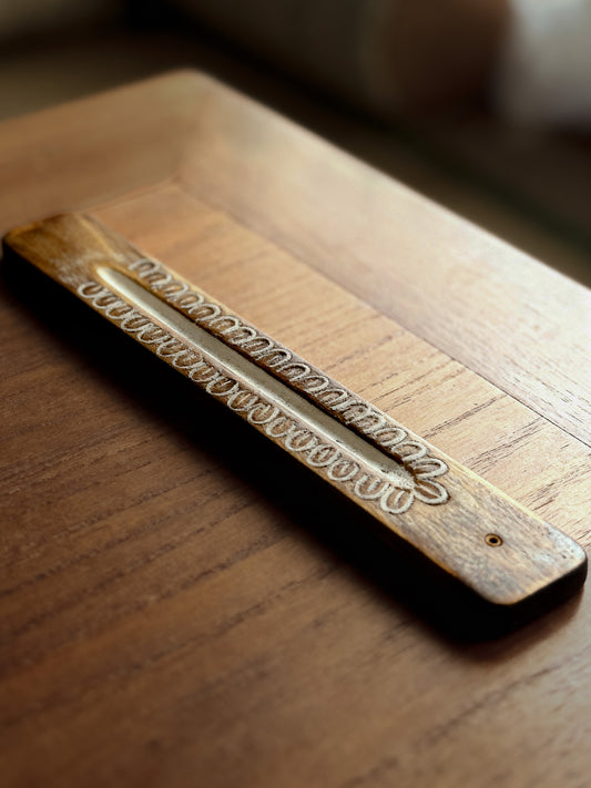 Wood Incense Burner with Design
