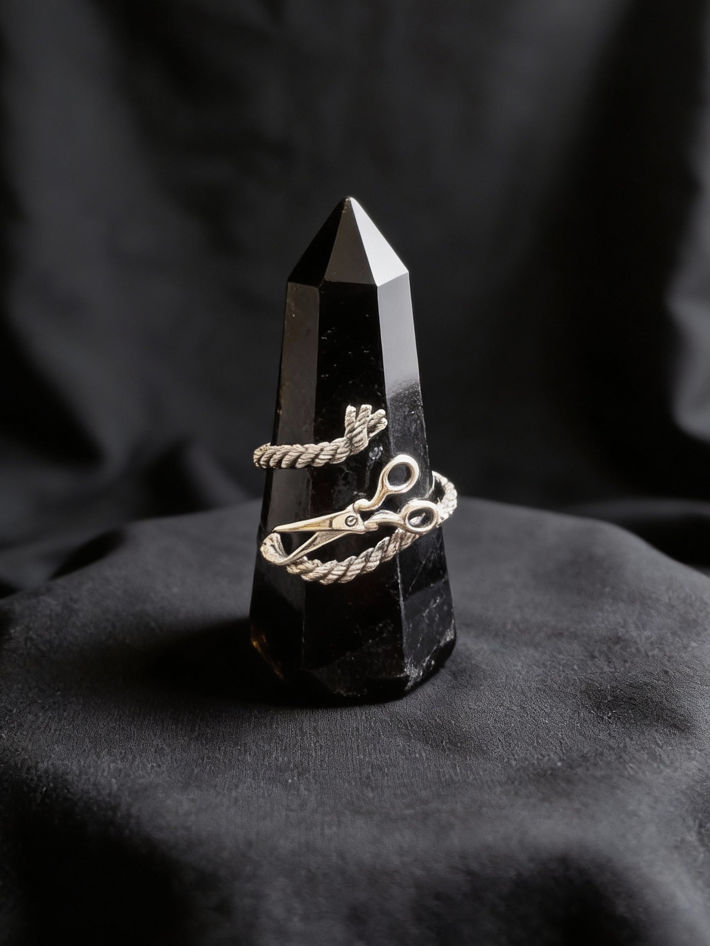 Yarn and Scissors Adjustable Ring