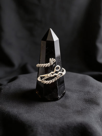 Yarn and Scissors Adjustable Ring