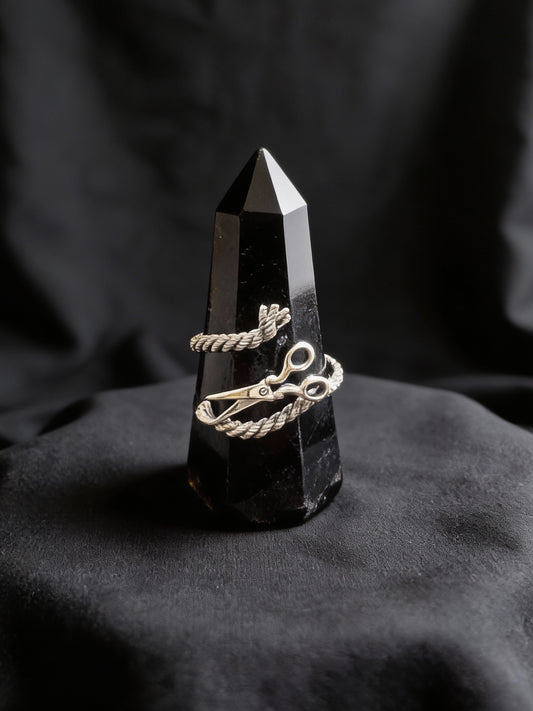 Yarn and Scissors Adjustable Ring